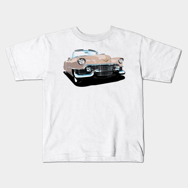 1954 Cadillac Series 62 Convertible in dusky pink Kids T-Shirt by candcretro